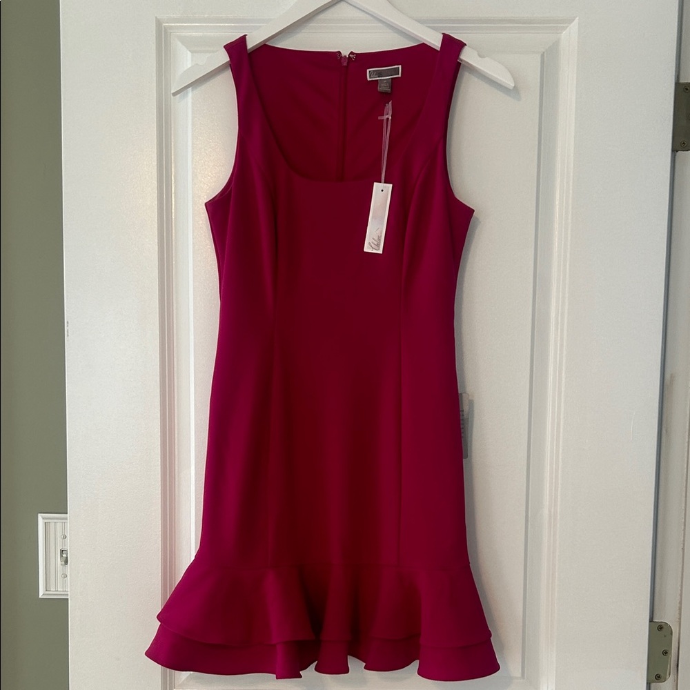 Chelsea28 Fuchsia Ruffle Hem Dress